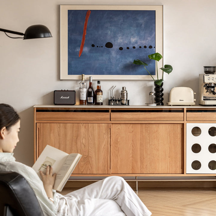 Scandinavian Cherry Wood Sintered Stone Cabinet TIMELESS