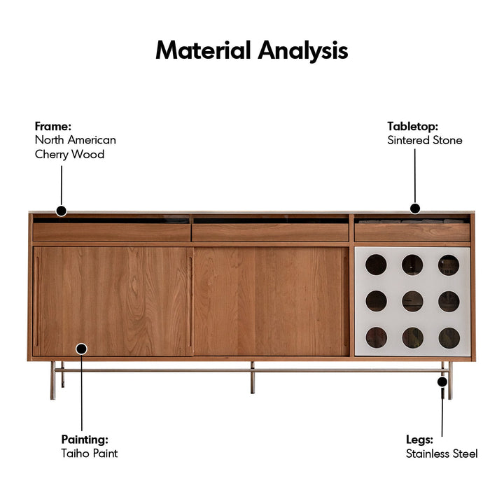 Scandinavian Cherry Wood Sintered Stone Cabinet TIMELESS
