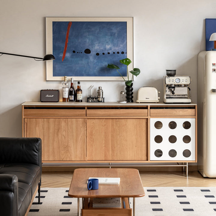 Scandinavian cherry wood sintered stone cabinet timeless primary product view.