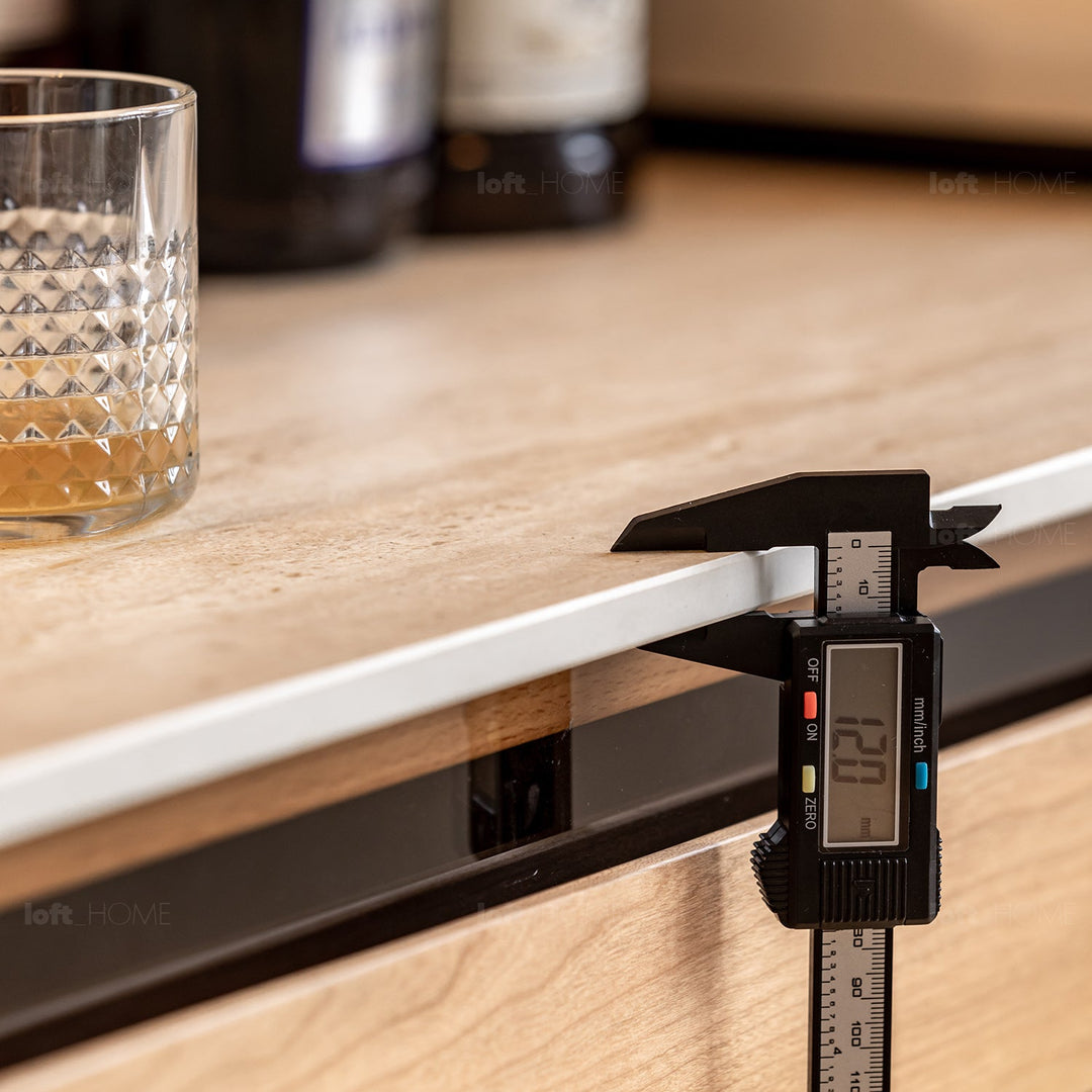 Scandinavian Cherry Wood Sintered Stone Storage Side Cabinet TIMELESS