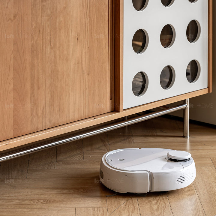 Scandinavian Cherry Wood Sintered Stone Storage Side Cabinet TIMELESS