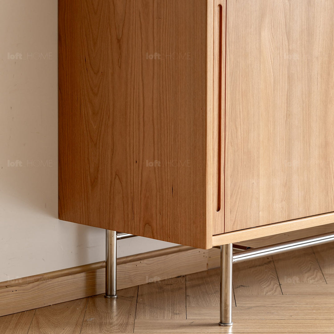 Scandinavian cherry wood sintered stone storage side cabinet timeless detail 13.