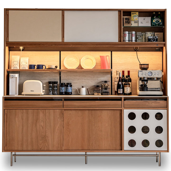 Scandinavian Cherry Wood Sintered Stone Storage Side Cabinet TIMELESS