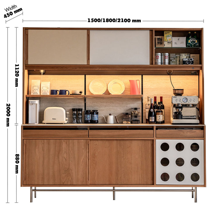 Scandinavian Cherry Wood Sintered Stone Storage Side Cabinet TIMELESS