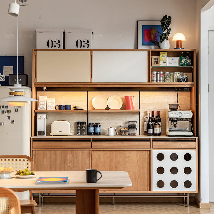 Scandinavian Cherry Wood Sintered Stone Storage Side Cabinet TIMELESS