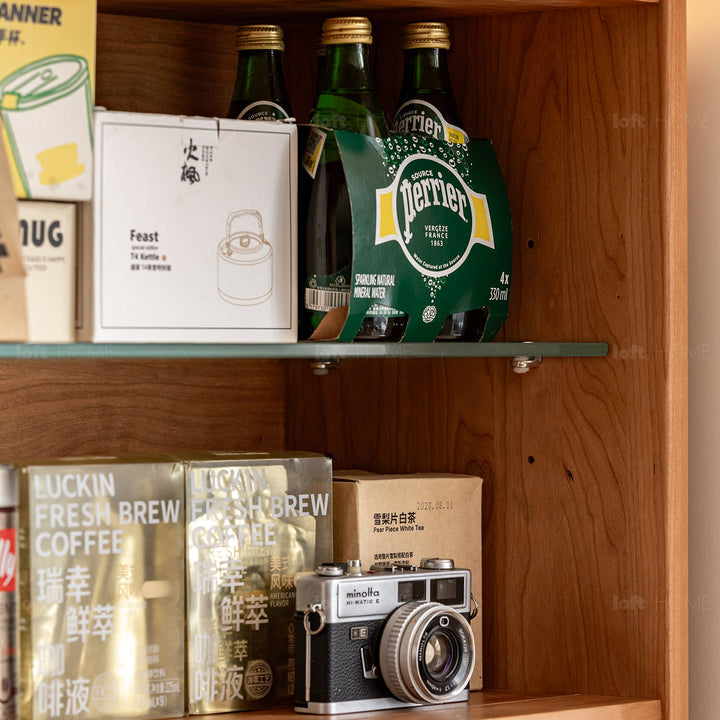 Scandinavian Cherry Wood Sintered Stone Storage Side Cabinet TIMELESS