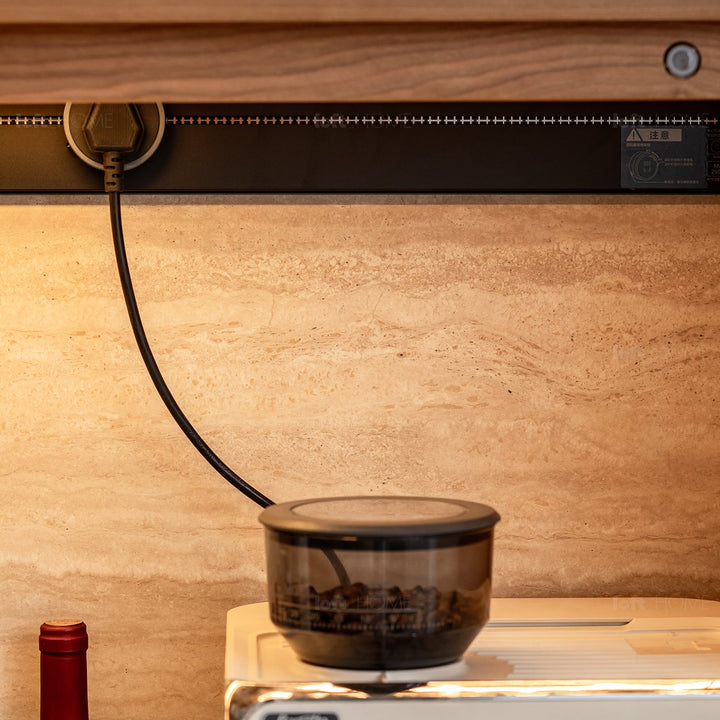 Scandinavian Cherry Wood Sintered Stone Storage Side Cabinet TIMELESS