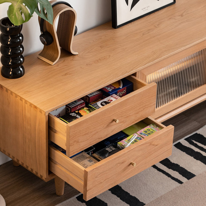 Scandinavian Cherry Wood TV Console GREEN