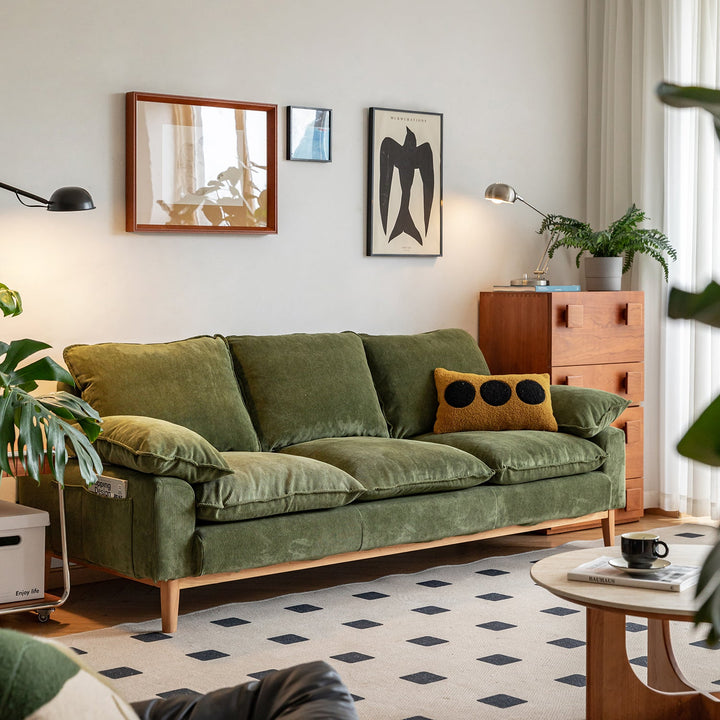 Scandinavian Corduroy Velvet Fabric 3 Seater Sofa INDIGO