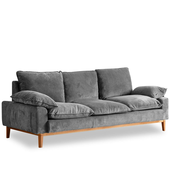 Scandinavian Corduroy Velvet Fabric 3 Seater Sofa INDIGO