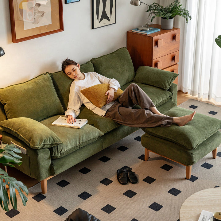 Scandinavian Corduroy Velvet Fabric 3 Seater Sofa INDIGO