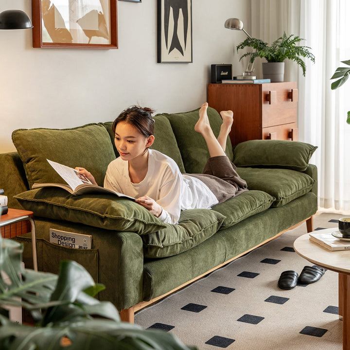 Scandinavian Corduroy Velvet Fabric 3 Seater Sofa INDIGO