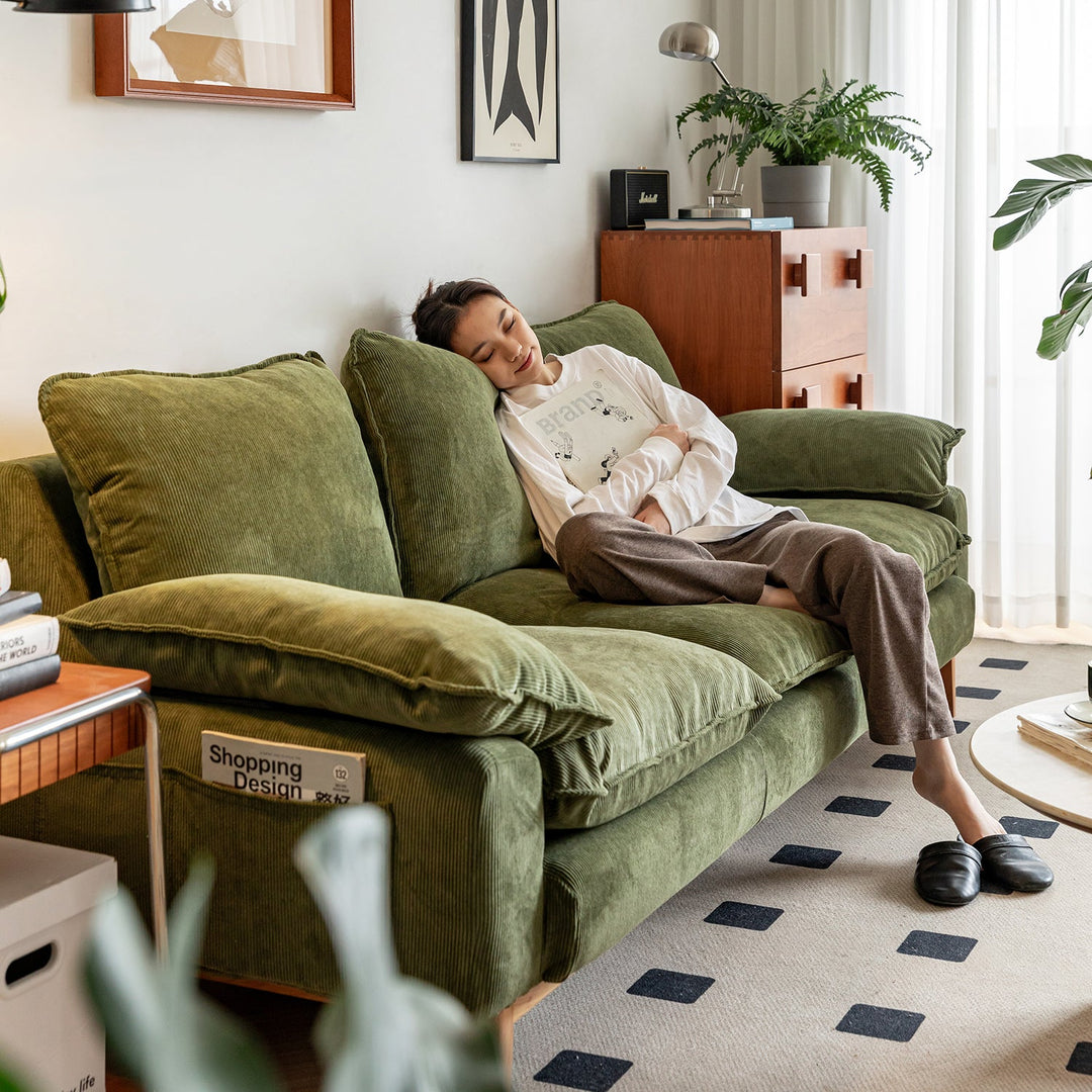 Scandinavian Corduroy Velvet Fabric 3 Seater Sofa INDIGO