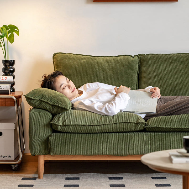 Scandinavian Corduroy Velvet Fabric 3 Seater Sofa INDIGO