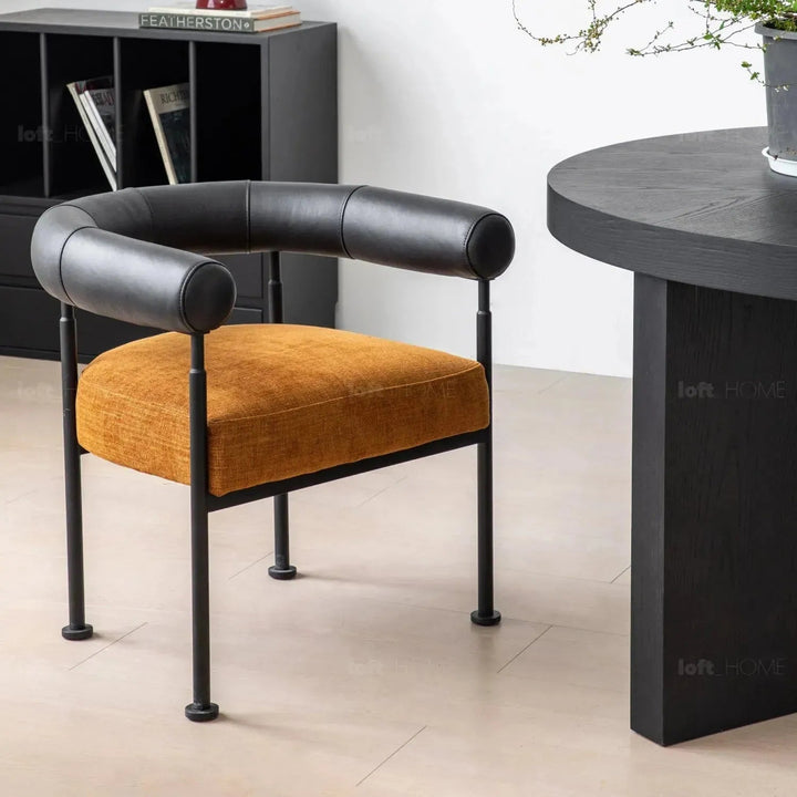 Industrial Faux Cashmere Leather Dining Chair NOST