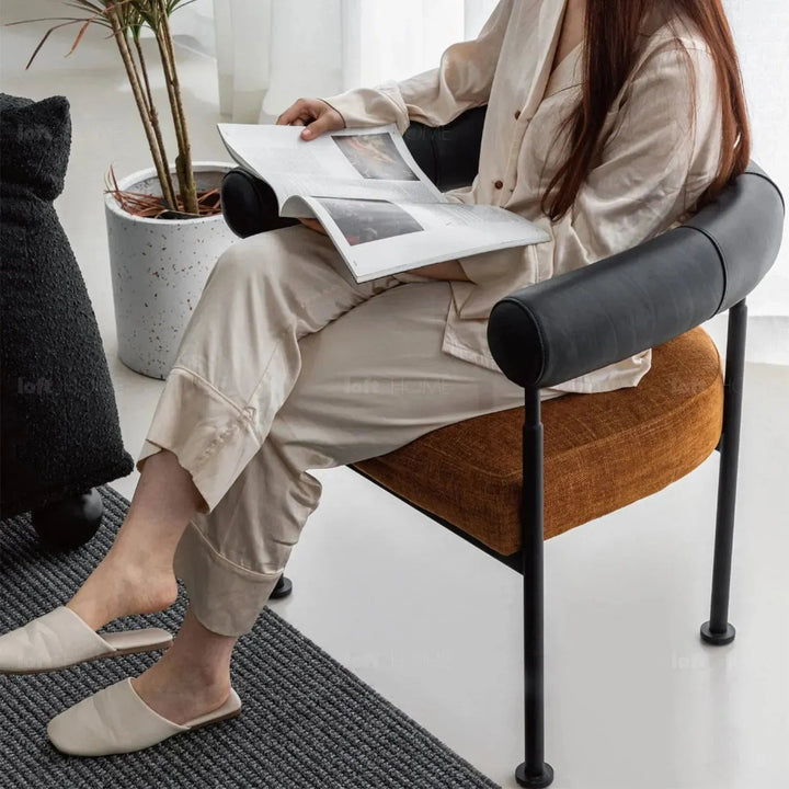 Industrial Faux Cashmere Leather Dining Chair NOST