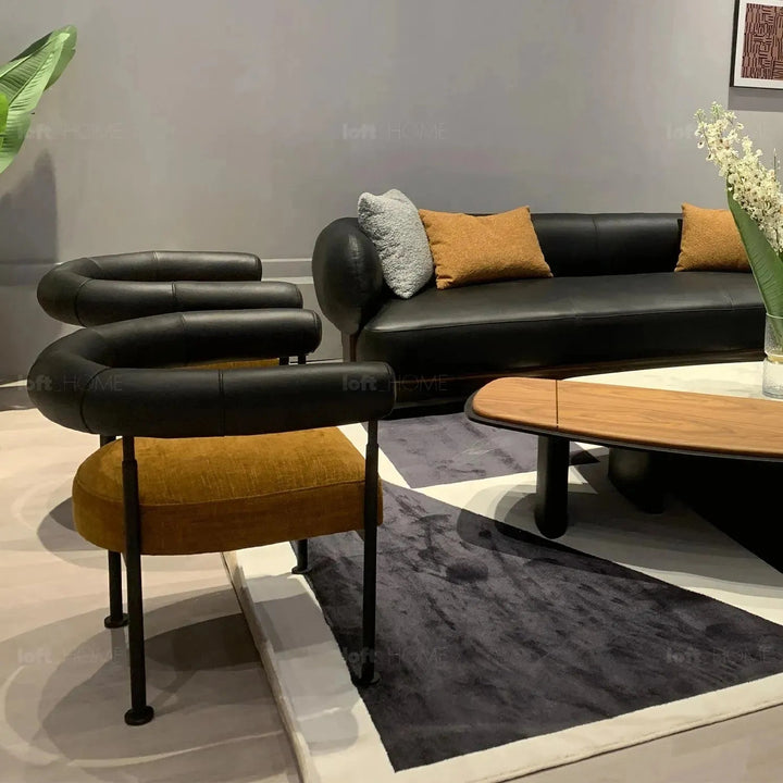 Bauhaus faux cashmere leather dining chair nost layered structure.