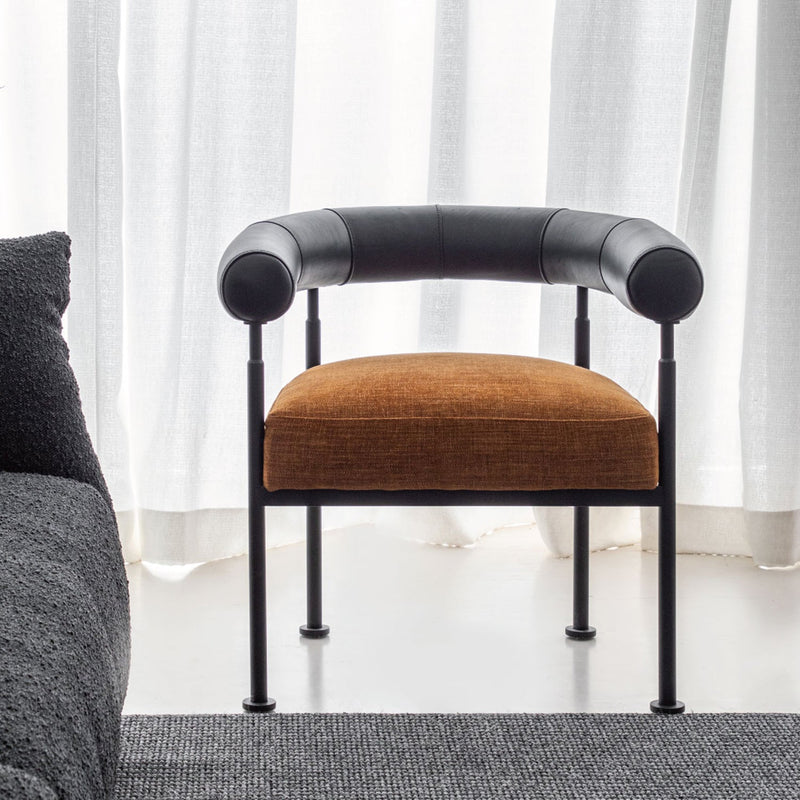 Bauhaus faux cashmere leather dining chair nost primary product view.