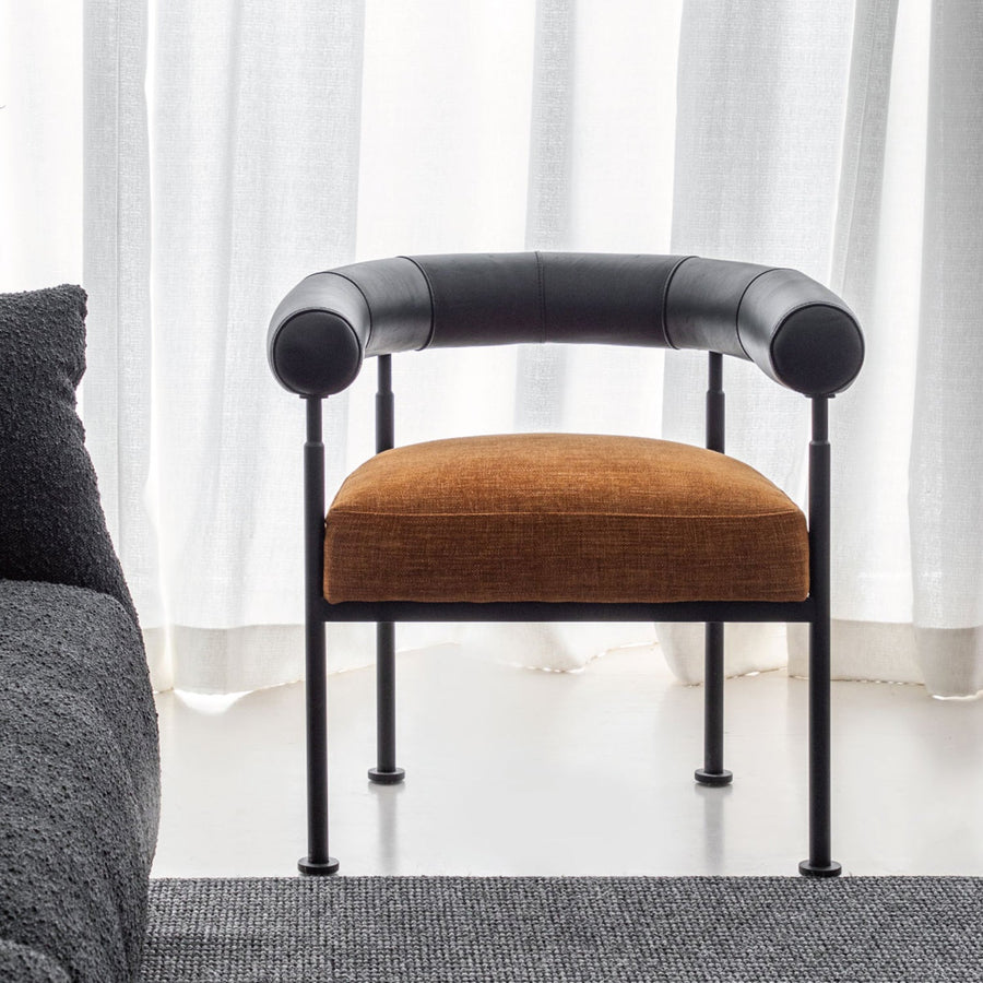Bauhaus faux cashmere leather dining chair nost primary product view.