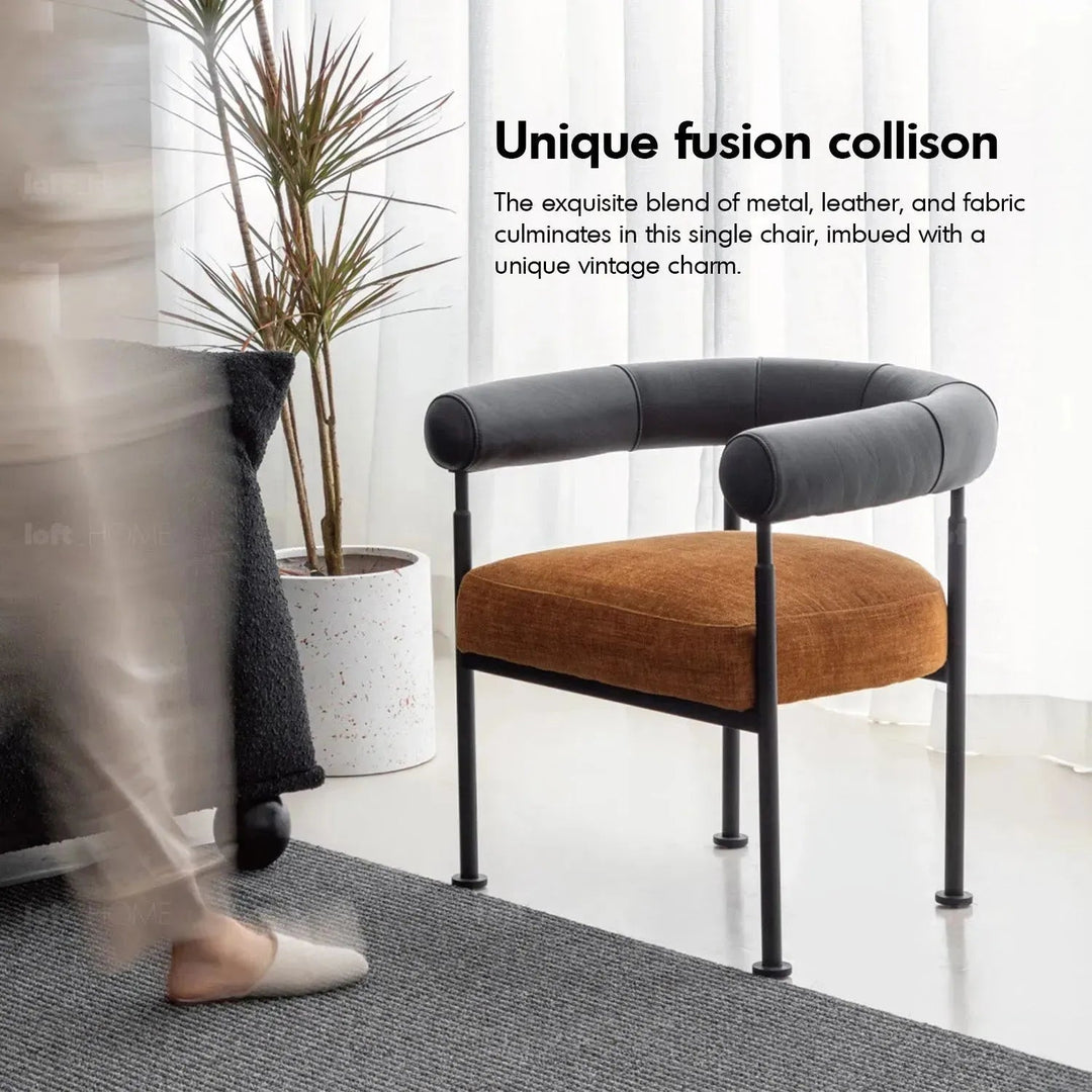 Bauhaus faux cashmere leather dining chair nost in details.