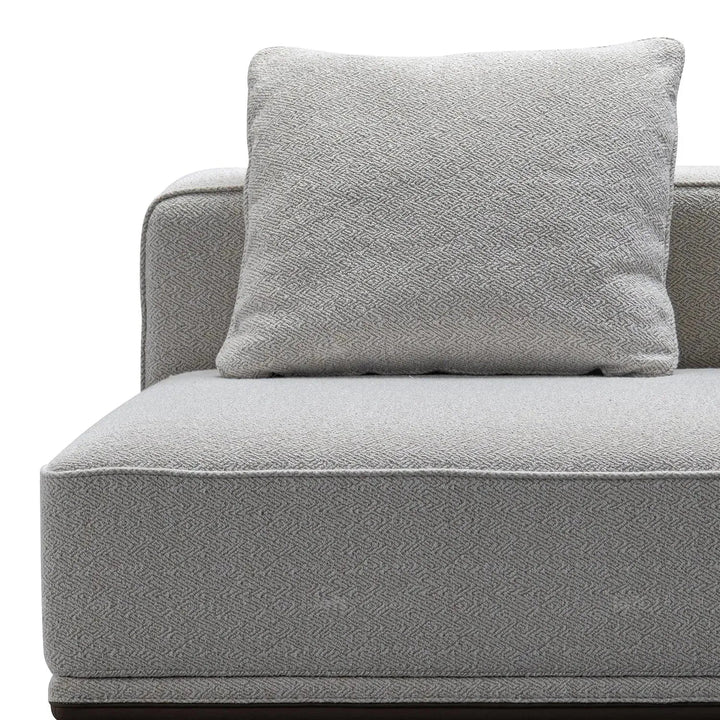 Minimalist mixed weave fabric modular corner 2 seater sofa eleganza material variants.