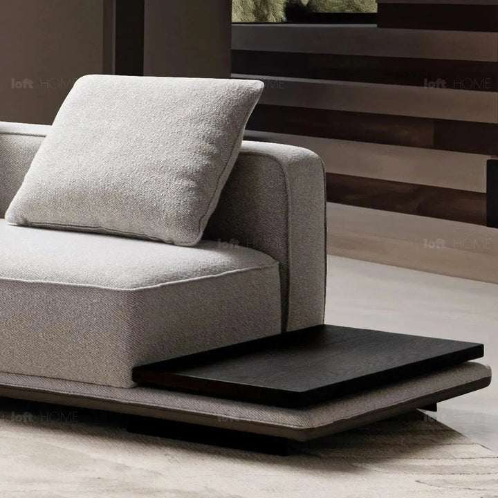 Minimalist mixed weave fabric modular l shape sectional sofa eleganza 1+l in close up details.