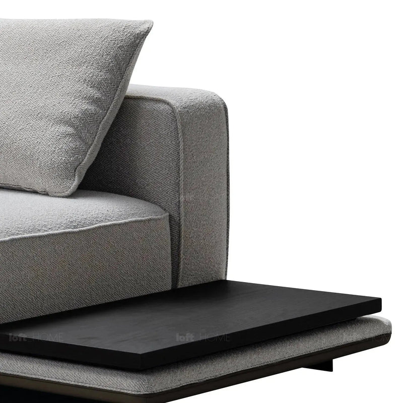 Minimalist mixed weave fabric modular l shape sectional sofa eleganza 3+l in close up details.