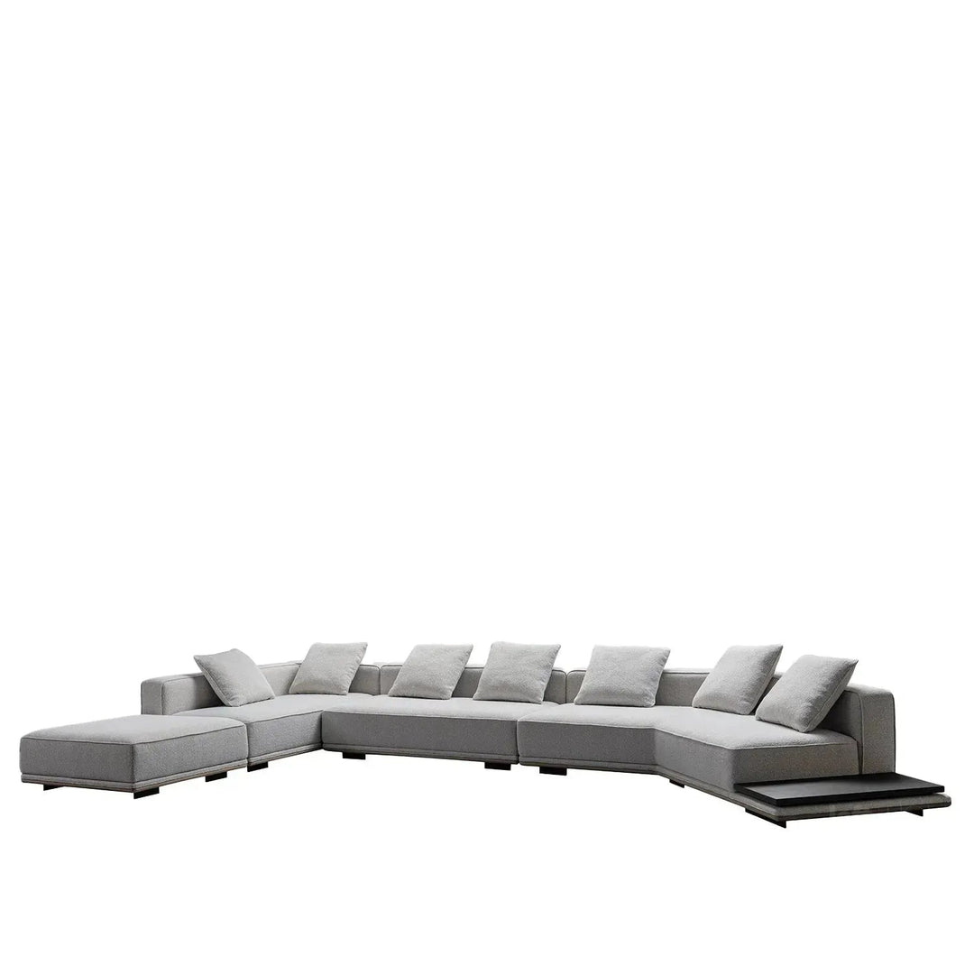 Minimalist mixed weave fabric modular l shape sectional sofa eleganza 7+l material variants.
