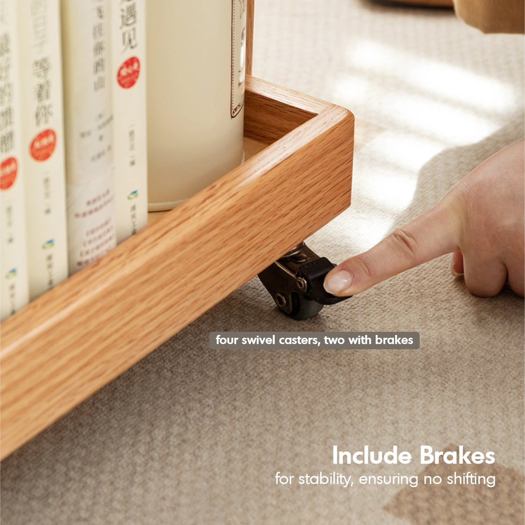 Scandinavian Oak Wood Wheeled Trolley Side Table MIRA