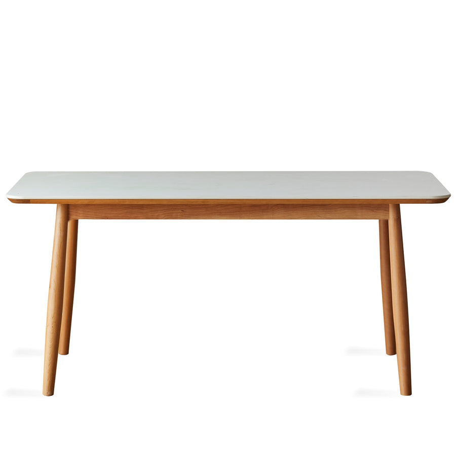 Scandinavian sintered stone dining table green in white background.