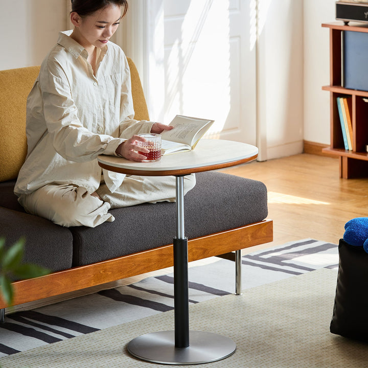 Bauhaus sintered stone height adjustable side table roman material variants.