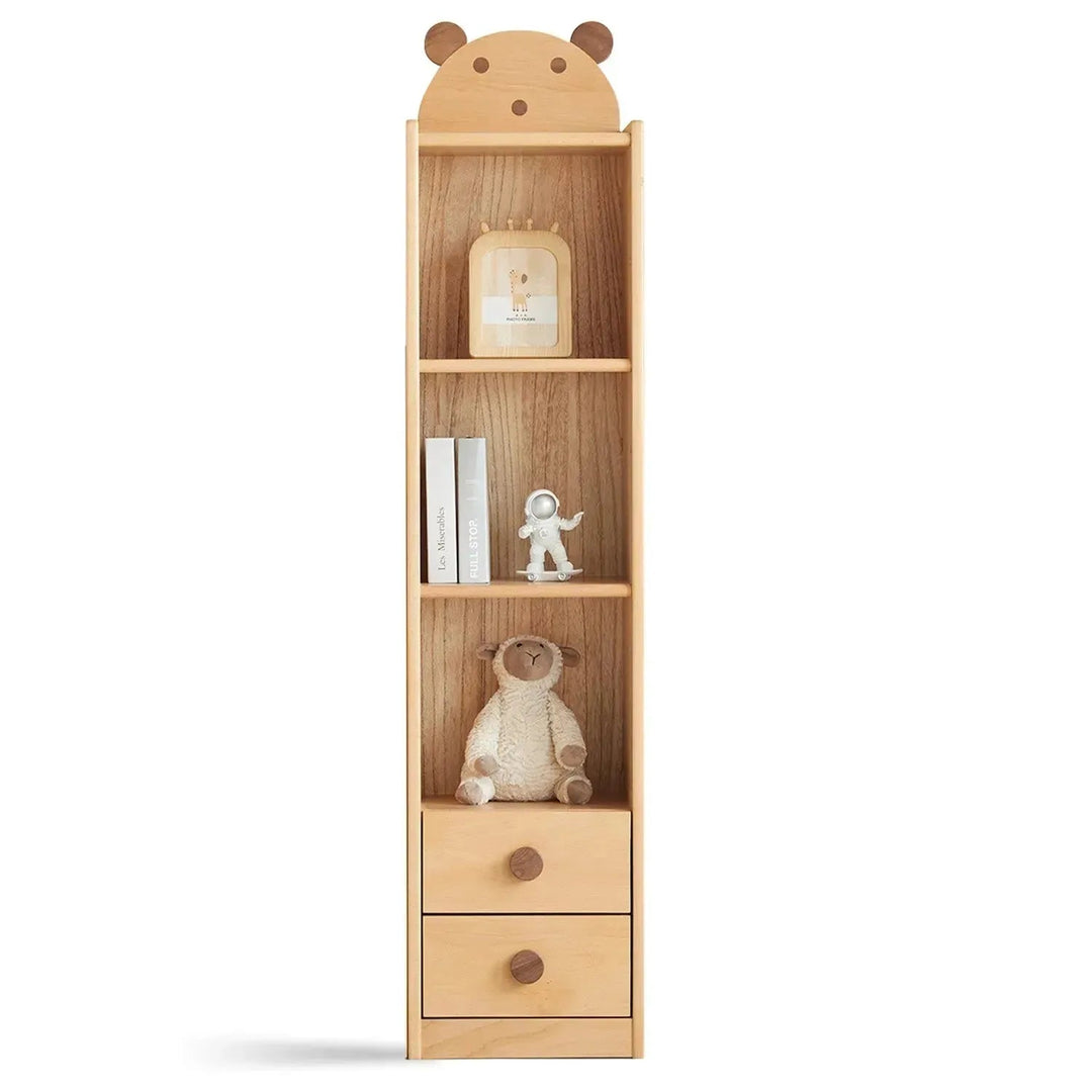 Scandinavian wood kids bookshelf bear detail 7.