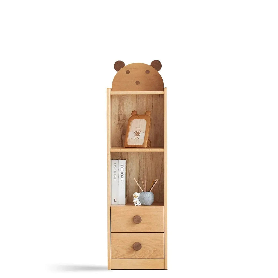 Scandinavian wood kids bookshelf bear detail 8.