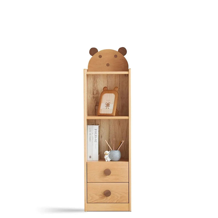 Scandinavian wood kids bookshelf bear detail 8.