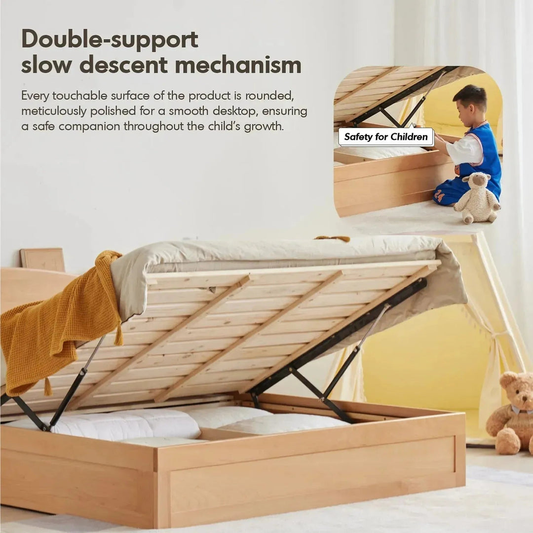 Scandinavian Wood Kids Storage Bed BEAR