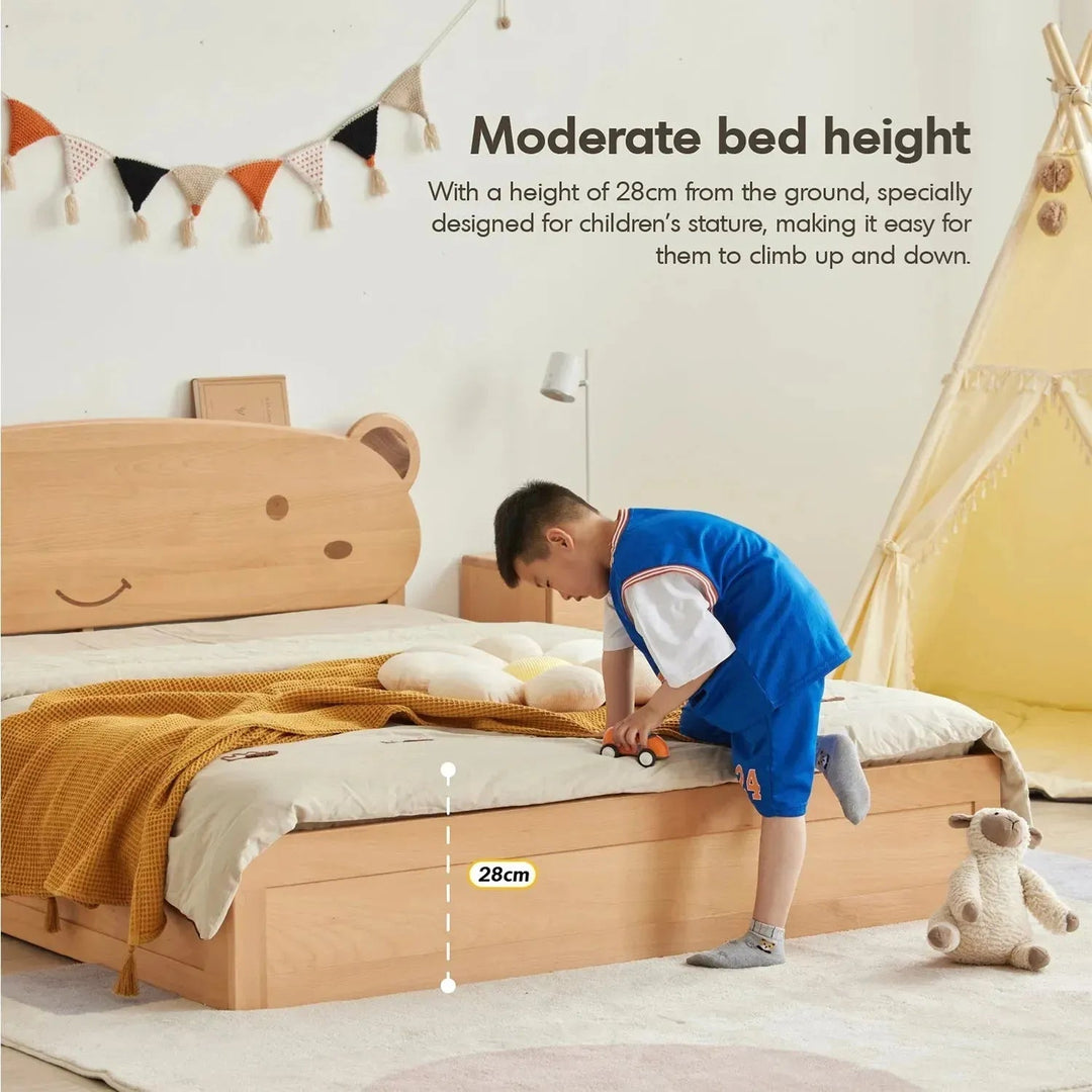 Scandinavian Wood Kids Storage Bed BEAR