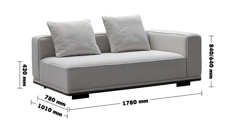 Minimalist Mixed Weave Fabric Modular Corner 2 Seater Sofa ELEGANZA Size Chart