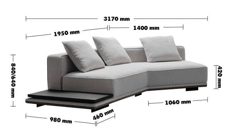 Minimalist Mixed Weave Fabric Modular L Shape Sectional Sofa ELEGANZA 1+L Size Chart