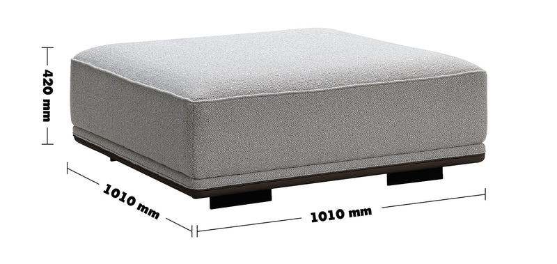 Minimalist Mixed Weave Fabric Modular Ottoman ELEGANZA Size Chart
