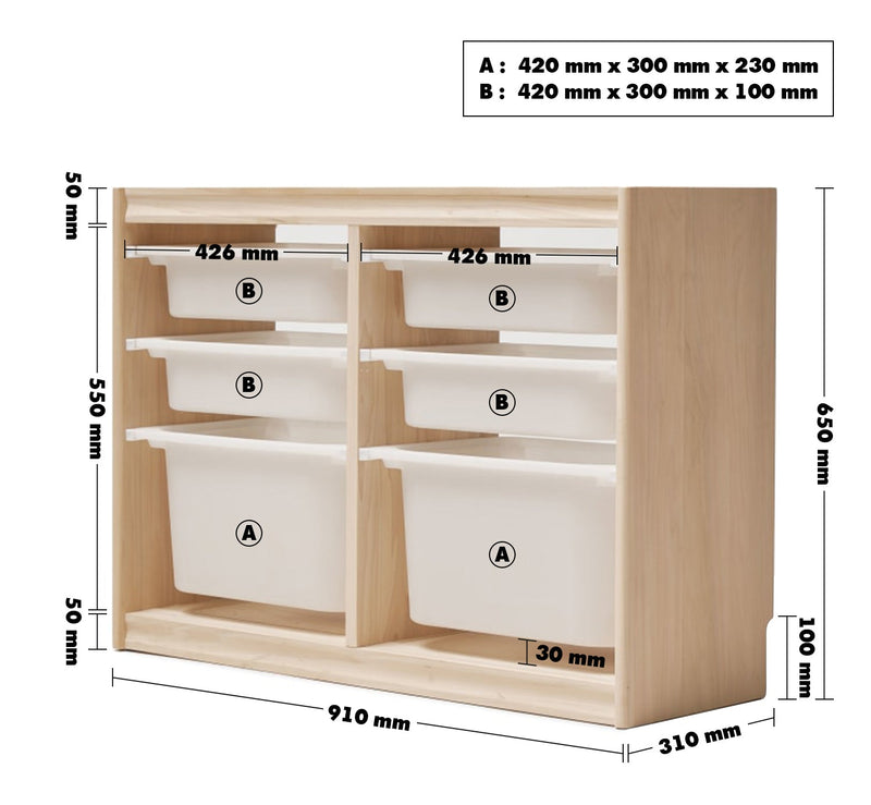 Scandinavian Wood Kids Drawer Cabinet WHIMSI Size Chart