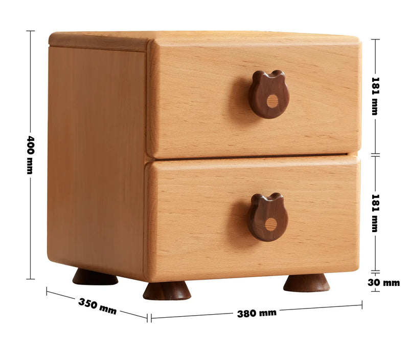 Scandinavian Wood Kids Side Table TEDDY Size Chart