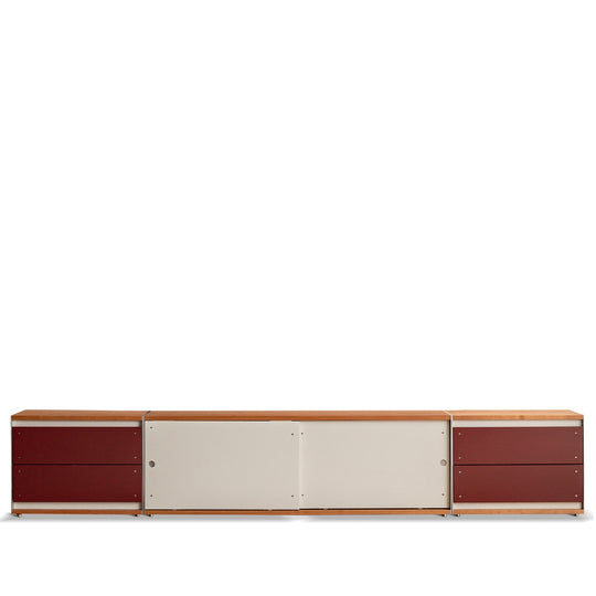 Bauhaus-aluminium-modular-tv-console-geometric in white background.