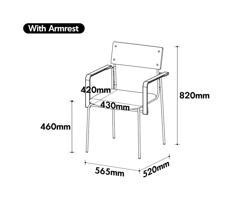 Bauhaus Boxwood Dining Chair PINECONE Size Chart
