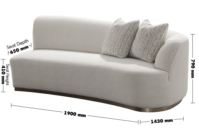Modern Boucle Fabric Modular Corner 2 Seater Sofa LOOMI Size Chart