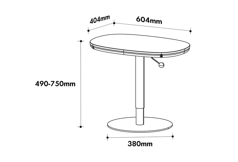 Scandinavian Sintered Stone Cherry Wood Height Adjustable Side Table ROMAN Size Chart