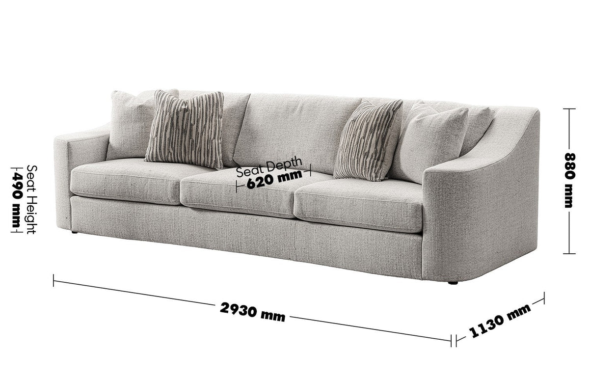 Modern Mixed Weave Fabric 4 Seater Sofa TERRA Size Chart