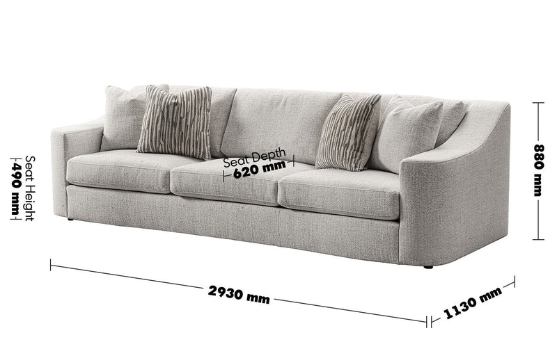 Modern Mixed Weave Fabric 4 Seater Sofa TERRA Size Chart