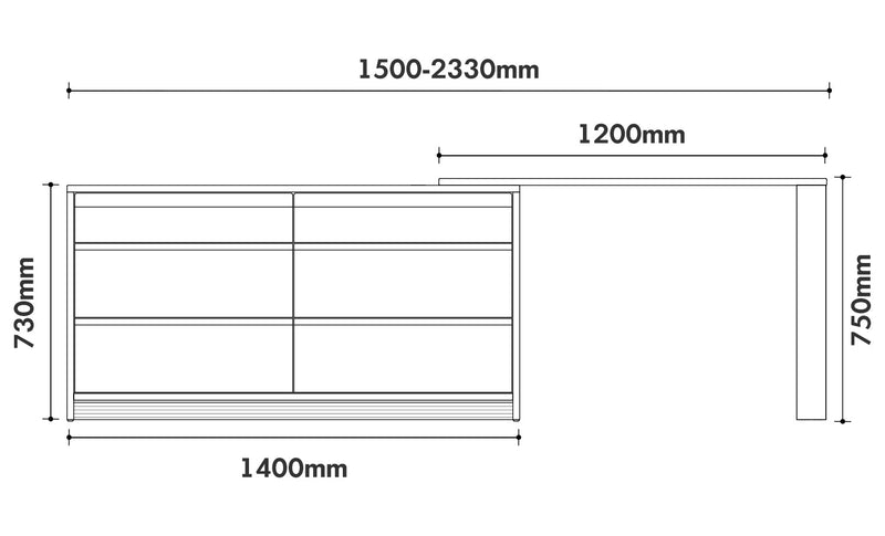 Scandinavian Cherry Wood Dressing Table SHORE Size Chart