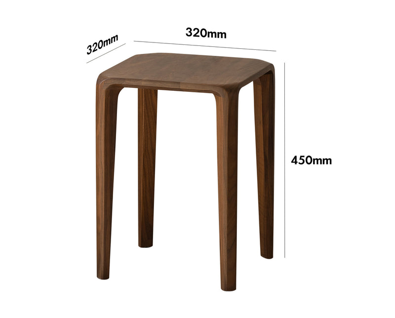 Japandi Walnut Wood Stool CONTI Size Chart