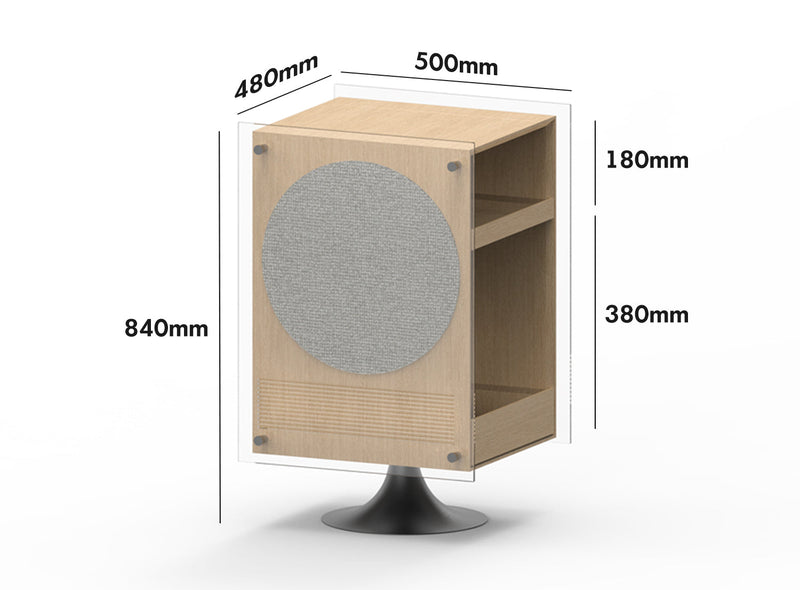 Minimalist Oak Wood Veneer Revolving Side Table MUSE Size Chart